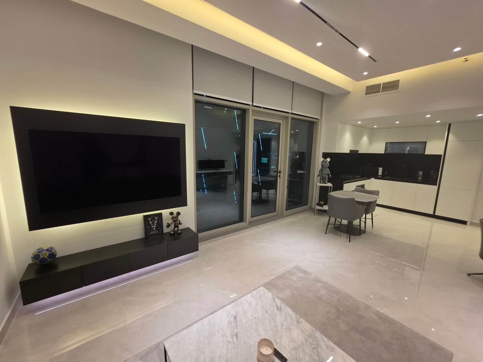 Open-plan renovated living and dining area